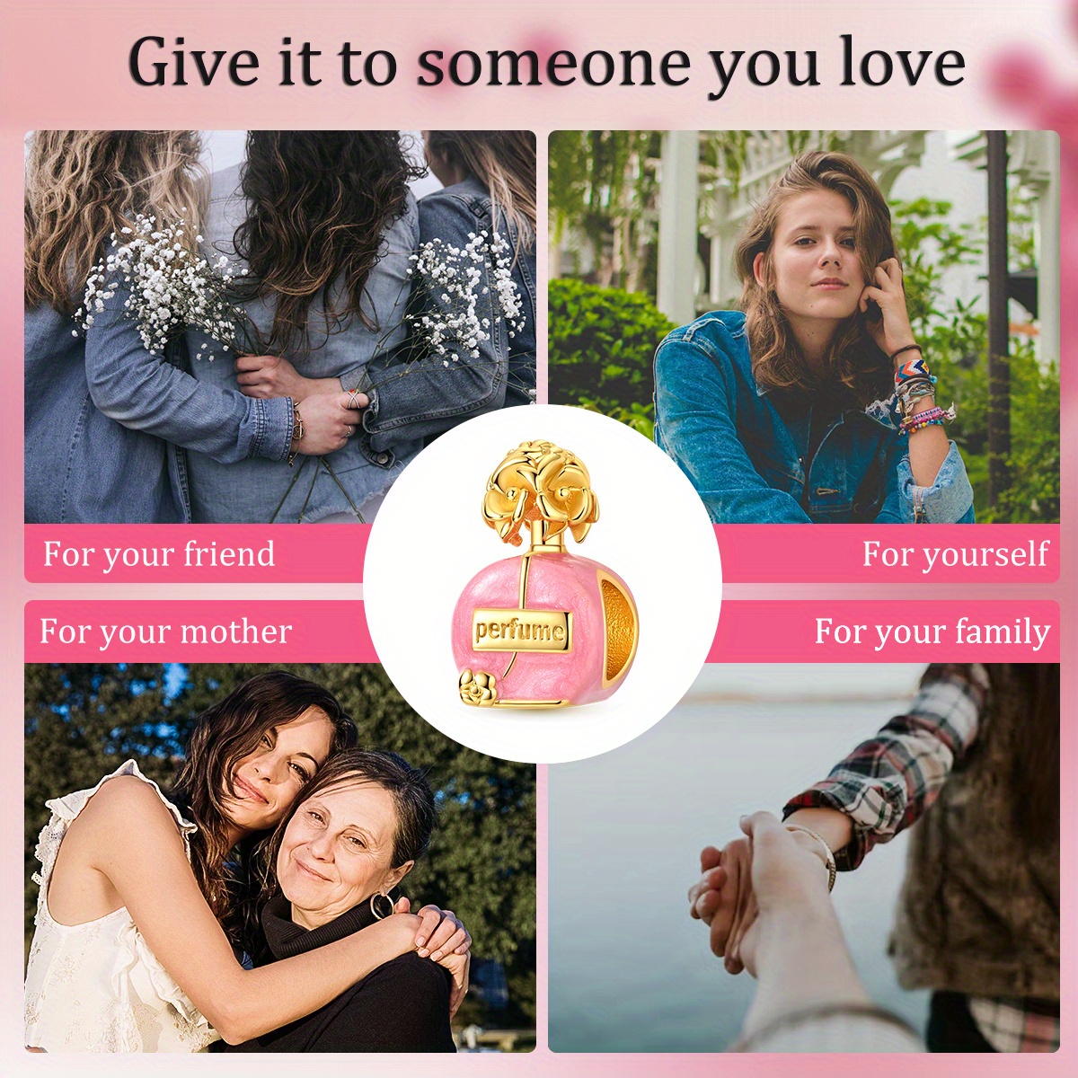 Golden Camellia Perfume Charm, Stylish Copper and Silver-Plated
